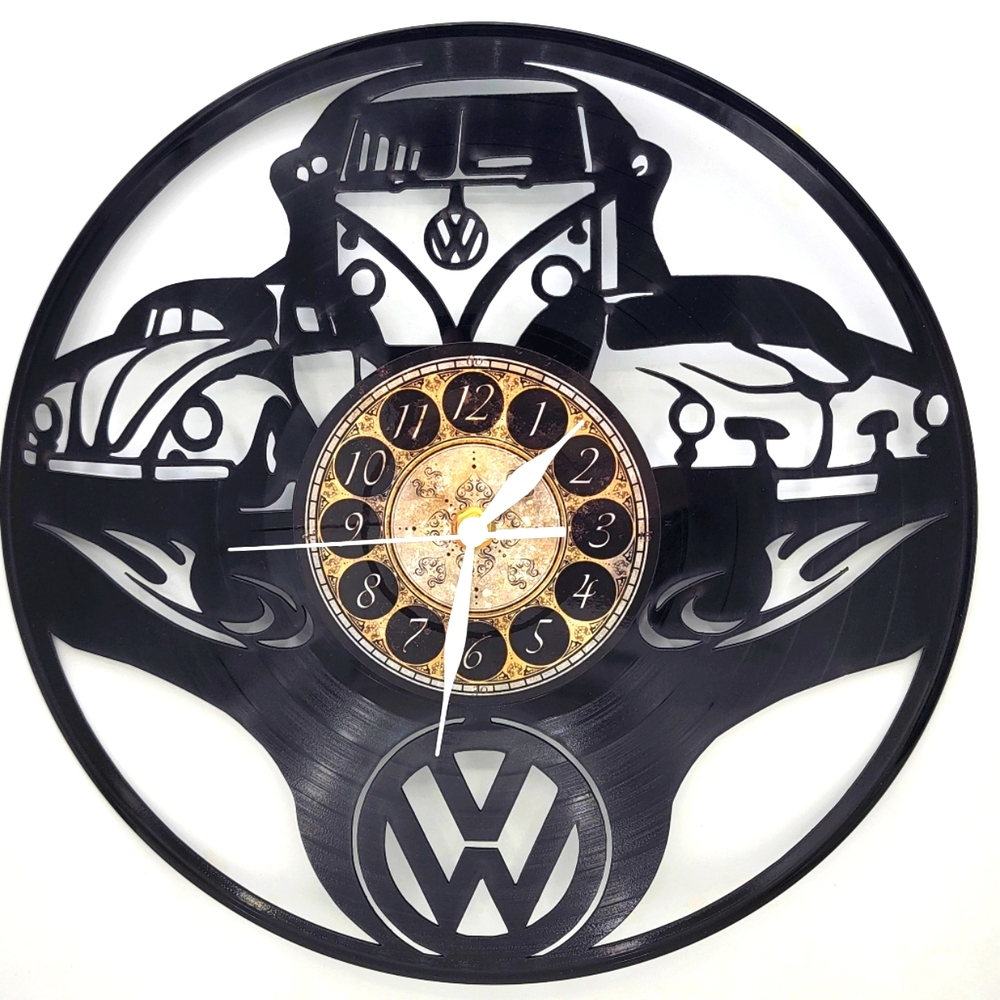 VOLTS WAGON vinyl record clock |  VW wall art decor gift for office or mancave